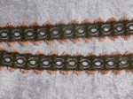 Feather Edge Eyelet Lace Per Meter 25mm Brown/Apricot Edge